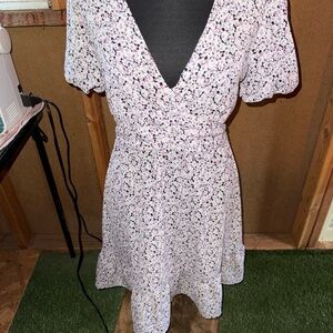 Monteau Pink Floral V-Neck Mini Dress